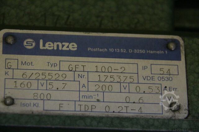 Electric motor 0.6 kW 800 Rpm Lenze GFT 100-2 / S2E 170