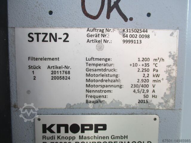 Extraction system Filter system extraction KNOPP 1200 m3/h 2.2 kW (2726)