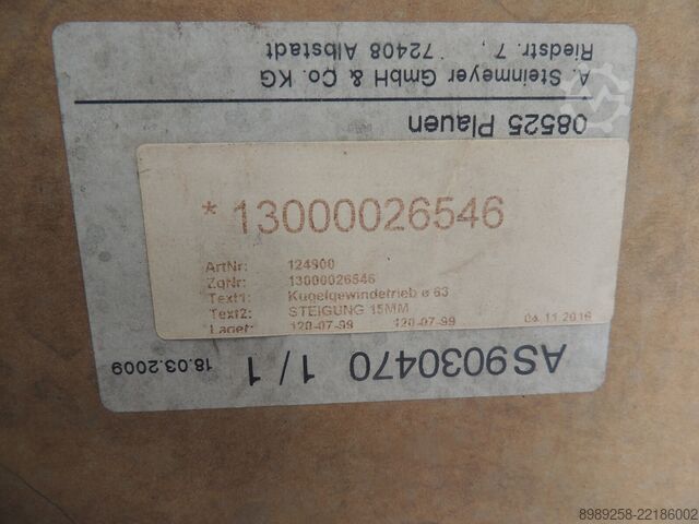 Ball screw drive Steinmeyer 15MM 13:78 966/11 00000