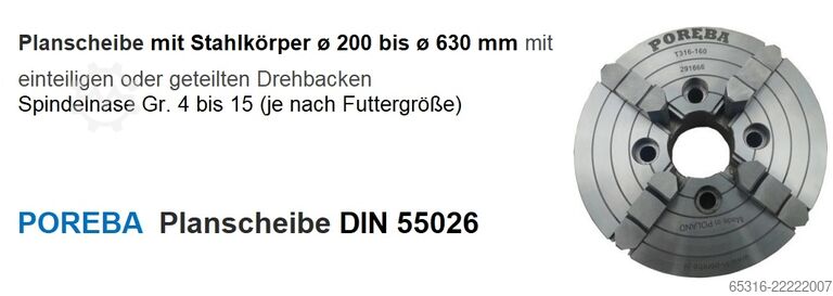 Dreibackenfutter / Planscheiben POREBA Futter/Planscheibe
