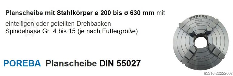 Dreibackenfutter / Planscheiben POREBA Futter/Planscheibe