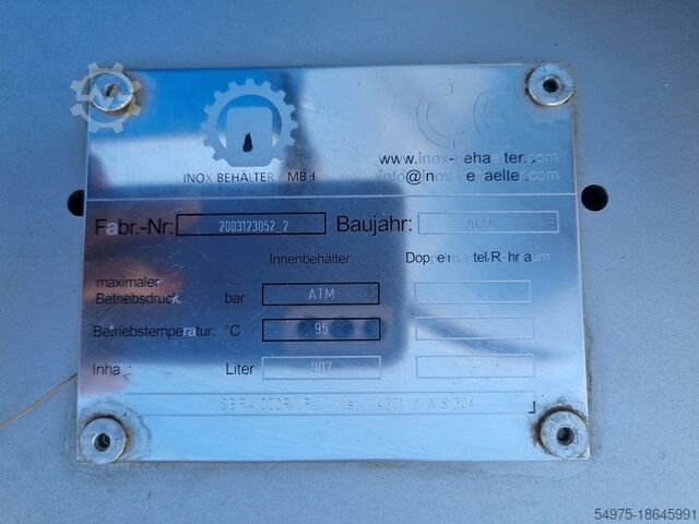 Stainless steel agitator tank Tank Inox Behälter GmbH SPBA1000RWP