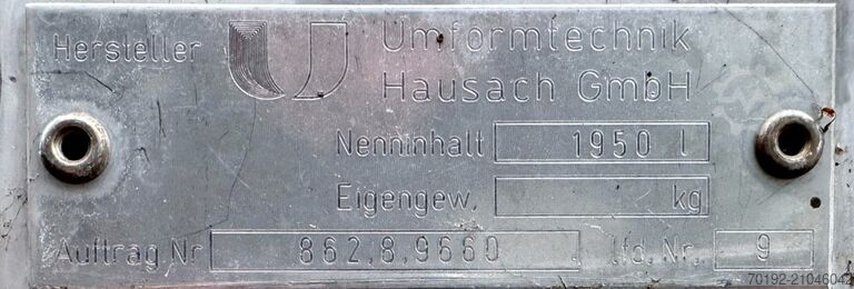 1950 Liter Container aus Aluminium Umformtechnik Hausach (UCON) 9302