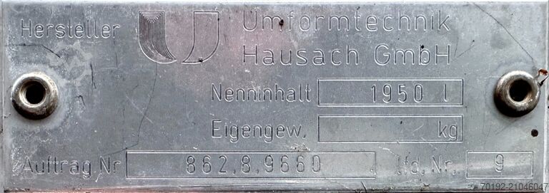 1950 Liter Container aus V2A Umformtechnik Hausach (UCON) 9301