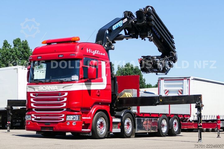 LKW mit Pritsche (offen) SCANIA R 490 Pritsche Kran Effer Funk Lift-/Lenkachse