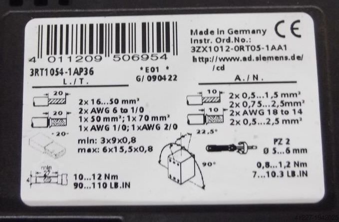 Schütz Siemens 3RT1054-1AP36