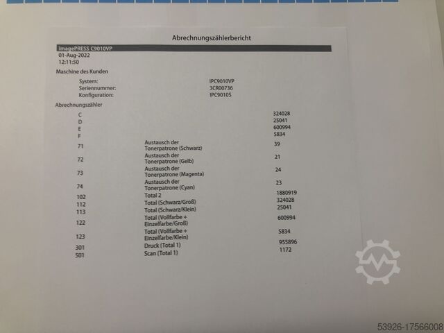 Colour production machine Canon imagePRESS C9010 VP aus 2021 inkl. Stacker H1, Bros-Finisher, Prisma