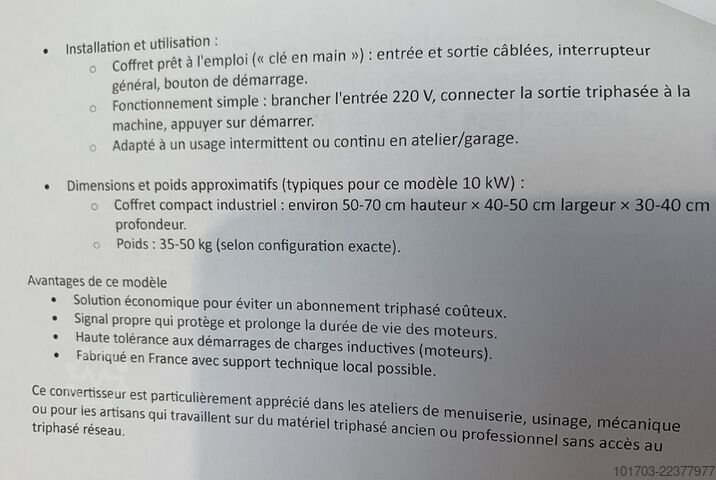 Transformer 220 V mono to 380 V tri Coffret transformateur / Convertisseur LD CMT NS 10-380