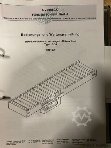 Roller Conveyor Accumulating Roller Conveyor Overbeck QEA WN 1278