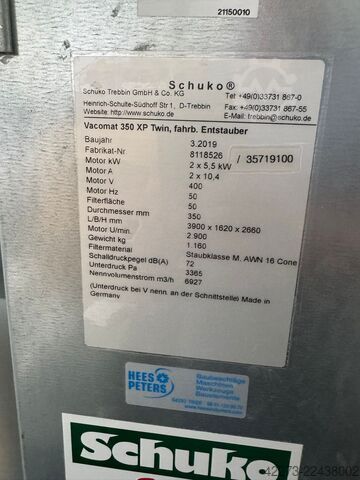 Mobile extraction system Schuko VACOMAT 350 XP 5,5
