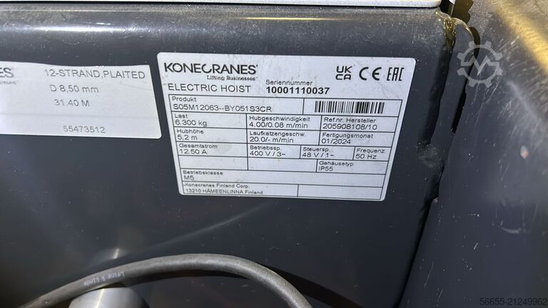 Hallenkran, Deckenkran, Brückenkran Konecrane S05D 6,3 t BJ 2024