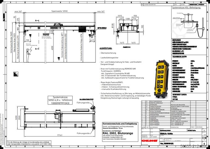 Hallenkran, Deckenkran, Brückenkran Konecrane S05D 6,3 t BJ 2024