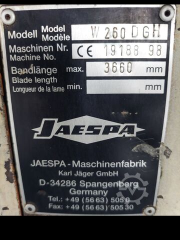 Hydraulic horizontal miter band saw JAESPA W 260 DGH