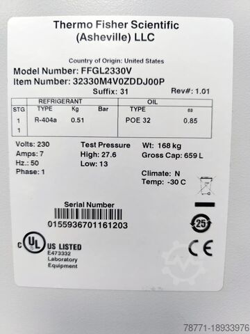 Lab Freezer Thermo Fisher Scientific FFGL2330V