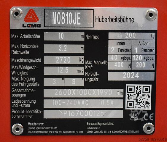 Hebebühne LGMG M0810JE