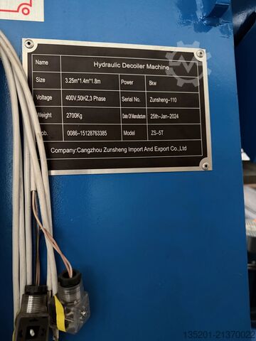 Steel coil unwinding machine Cangzhou Zunsheng Import and Export 