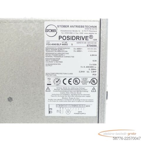 Component Stöber FDS-4040 / BLP Posidrive Frequenzumrichter SN:8764068 - ! -