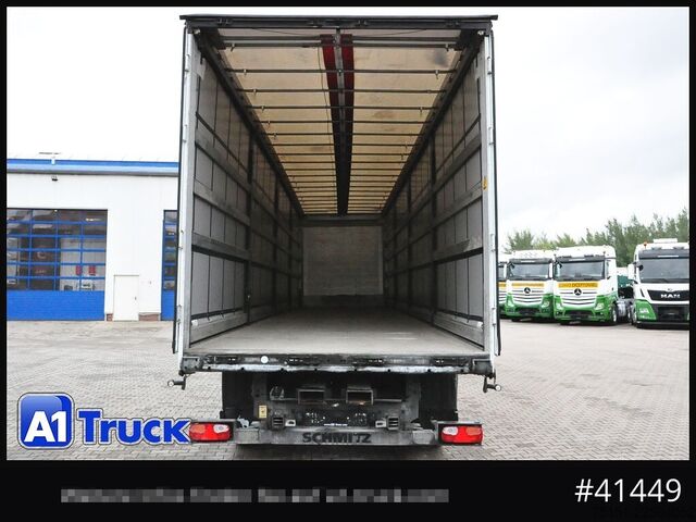 Auflieger mit Pritsche & Plane SCHMITZ SCB S3T, Lenkachse, Staplerhalterung, Alu,