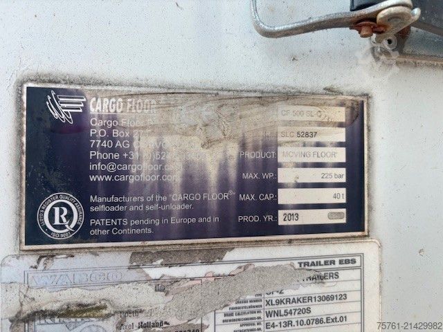 Walking floor semitrailer KRAKER CF 200  92 cbm