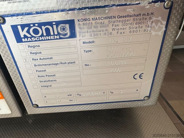 Brötchenproduktionsmaschine König Mini Rex g2000