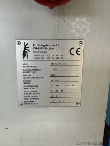CNC 3-Rollen Biegemaschine PBT AG PBT25 PC300
