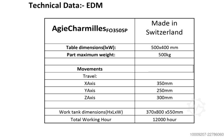 Wire eroding machine AGIE CHARMILLES F0350SP