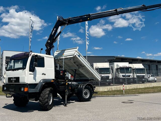 Forstfahrzeuge MAN L90 18.284 4x4 LOF Kipper/Kran/47 tkm/HA gelenkt