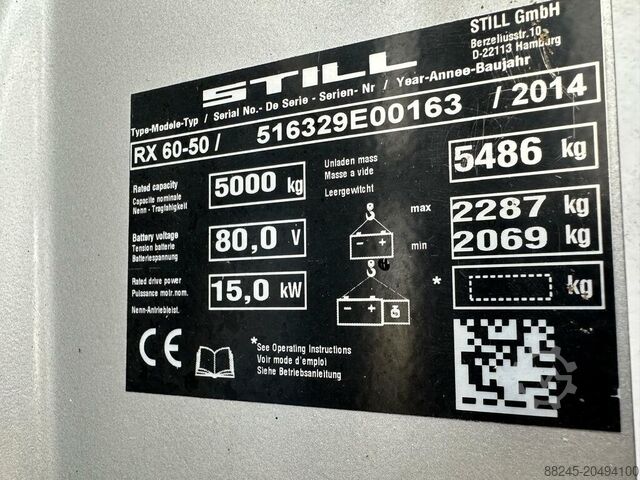 VS-22473 Electric triplex forklift Still RX60-50 with fork positioner STILL RX60-50