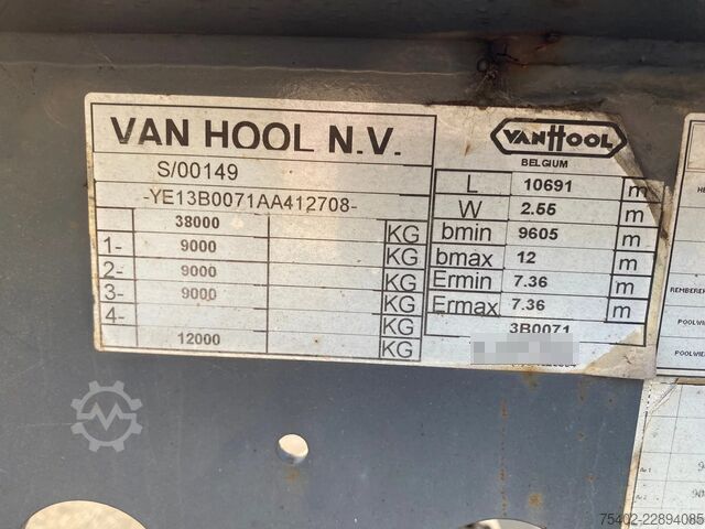Containertransport Van Hool 3B0071 / BPW + Drum / 1x Extendable / 1x Lift Axle