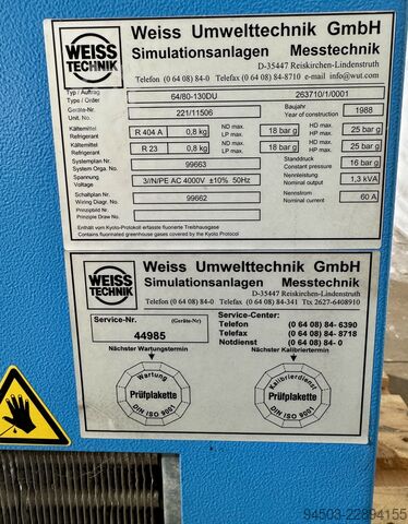 Klimaprüfschrank / Umweltsimulation Weiss Umwelttechnik 64/80-130DU