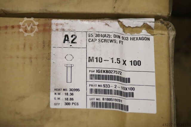 Hexagonal screws Hexagonal nuts M10 A2 242 kg unbekannt DIN 933 DIN 982 Din 6923