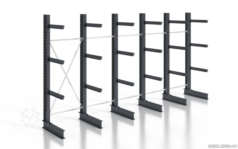 Cantilever rack 6,40 lfm. Kragarmregal einseitig Langgutregal 255 cm Hoch