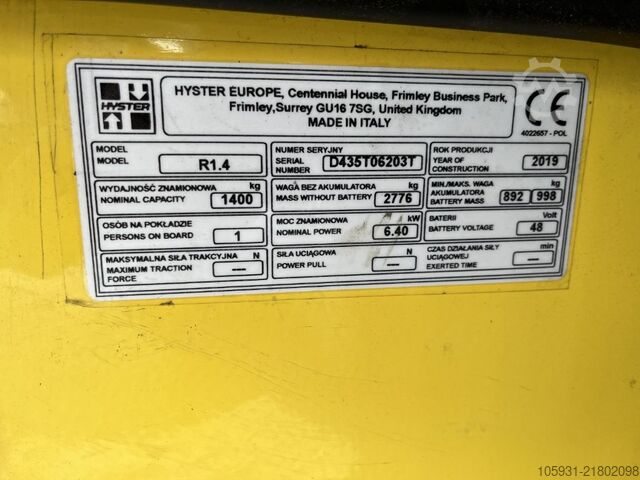 Reach Truck Hyster R1.4