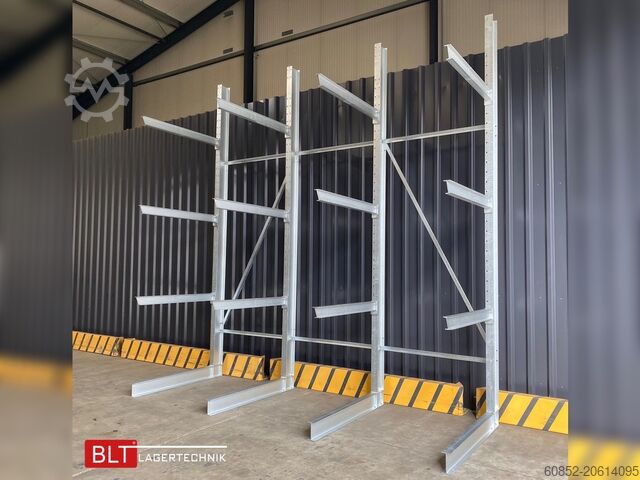 Cantilever rack ca. 4,16 lfm. Kragarmregal H: 416 cm T: 137 cm , 500kg/Arm , 4 Lagerebenen