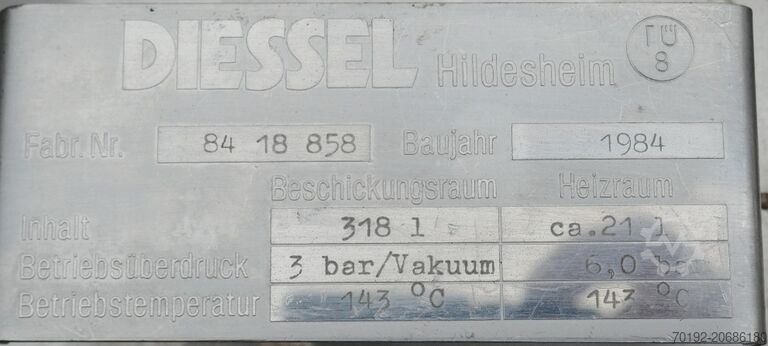 318 Liter heiz-/kühlbarer Druckbehälter aus V4A mit Rührwerksflansch Diessel B0075