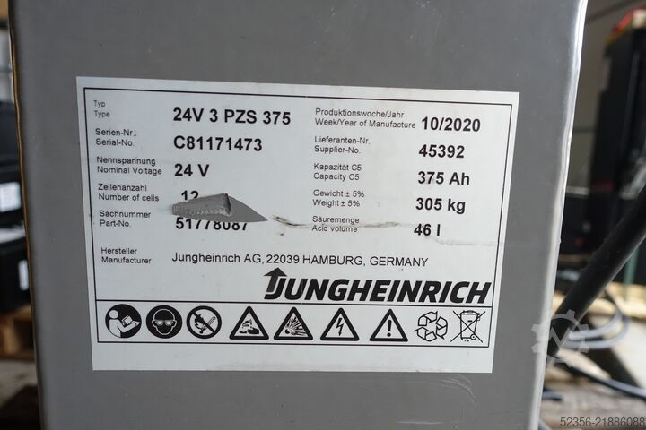 Forklift battery Jungheinrich 24V 3PzS375 78% Staplerbatterie