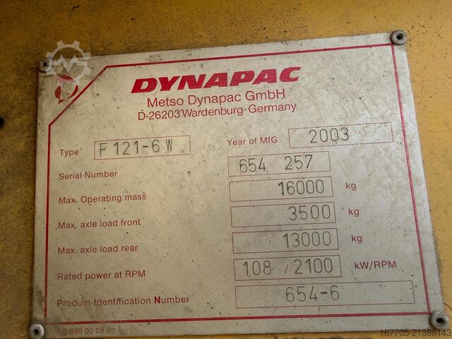 Wheeled asphalt paver Dynapac F121-6W