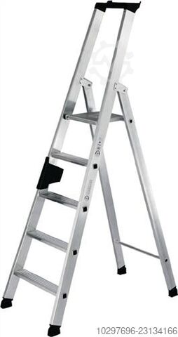 Step ladder with 10 steps, aluminium, total height 3000 mm – 1 unit Günzburger 