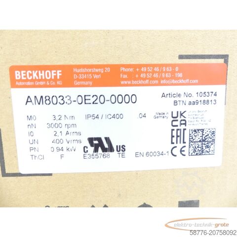 Control unit Beckhoff AM8033-0E20 ! -
