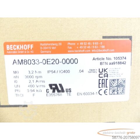 Control unit Beckhoff AM8033-0E20 ! -