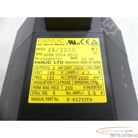 Control unit Fanuc A06B-0034-B575 AC Servo Motor SN: C049P2737