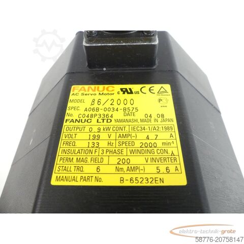 Control unit Fanuc A06B-0034-B575 AC Servo Motor SN: C48P3364