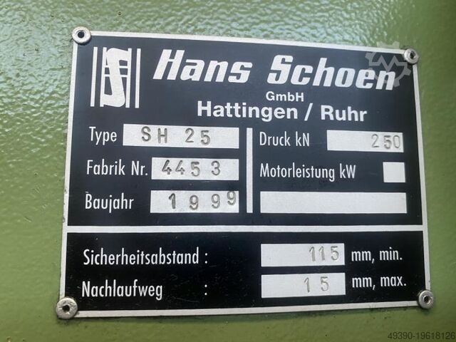 DoppelstĂ€nder - Hydraulikpresse mit verstellbaren Festanschlag, Hydraulisch DoppelstĂ€nderpresse, Pro SCHĂN SH 25