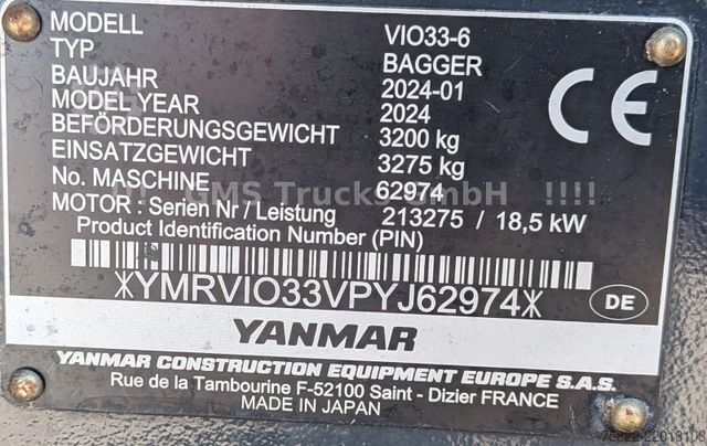 Minibagger YANMAR VIO 33 - 6 / POWERTILT / 3 Löffel / D-Maschine