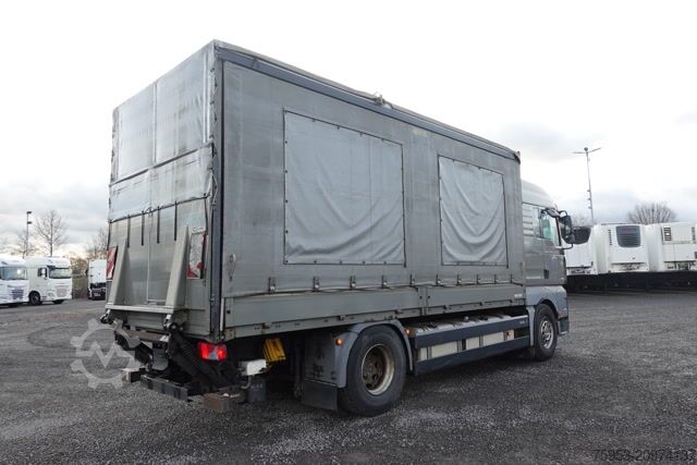 Flatbed truck with tarp MAN 18.400 TGA XLX Intarder LBW / Ladebordwand