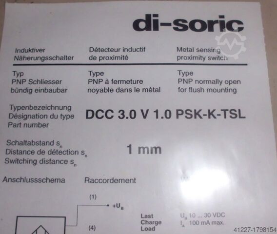 Proximity switch di-soric DCC 3.0V1.0 PSK-K-TSL