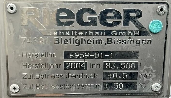 83500 Liter Lagertank aus V2A Rieger 9199