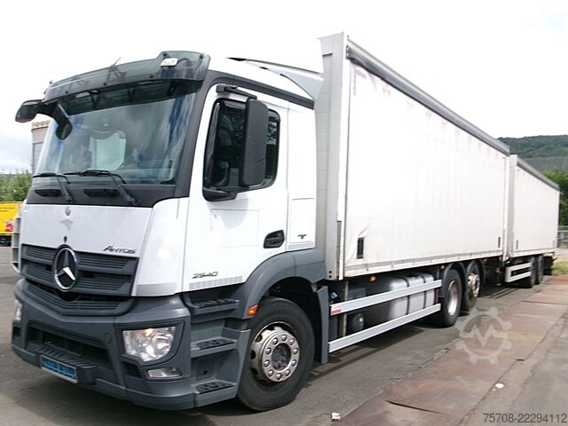 Flatbed truck with tarp MERCEDES-BENZ 2540 Antos*kpl Zug*2x 7,7m SafeServer*2x LBW*NLA