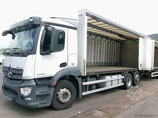 Flatbed truck with tarp MERCEDES-BENZ 2540 Antos*kpl Zug*2x 7,7m SafeServer*2x LBW*NLA