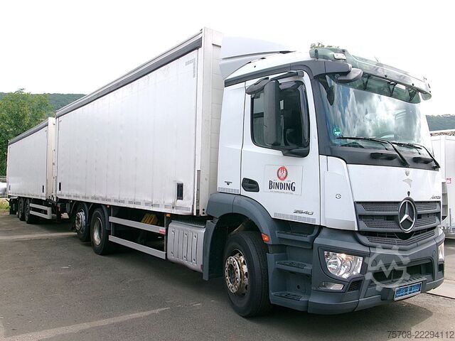 Flatbed truck with tarp MERCEDES-BENZ 2540 Antos*kpl Zug*2x 7,7m SafeServer*2x LBW*NLA